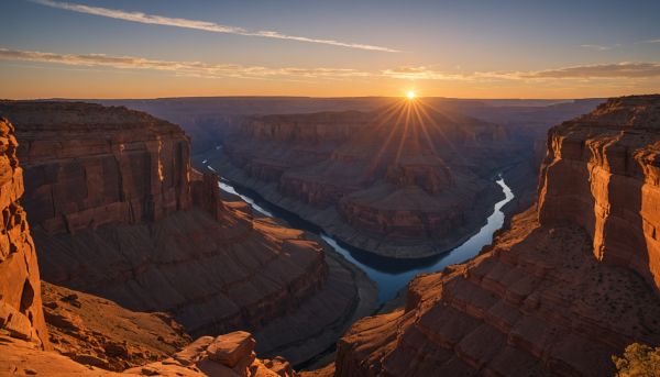 Traverser des canyons grandioses au lever du soleil resplendissant